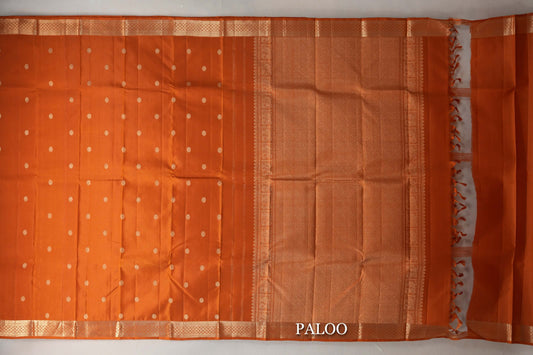 Mango Orange Vintage Kanjivaram Silk Saree  paloo
