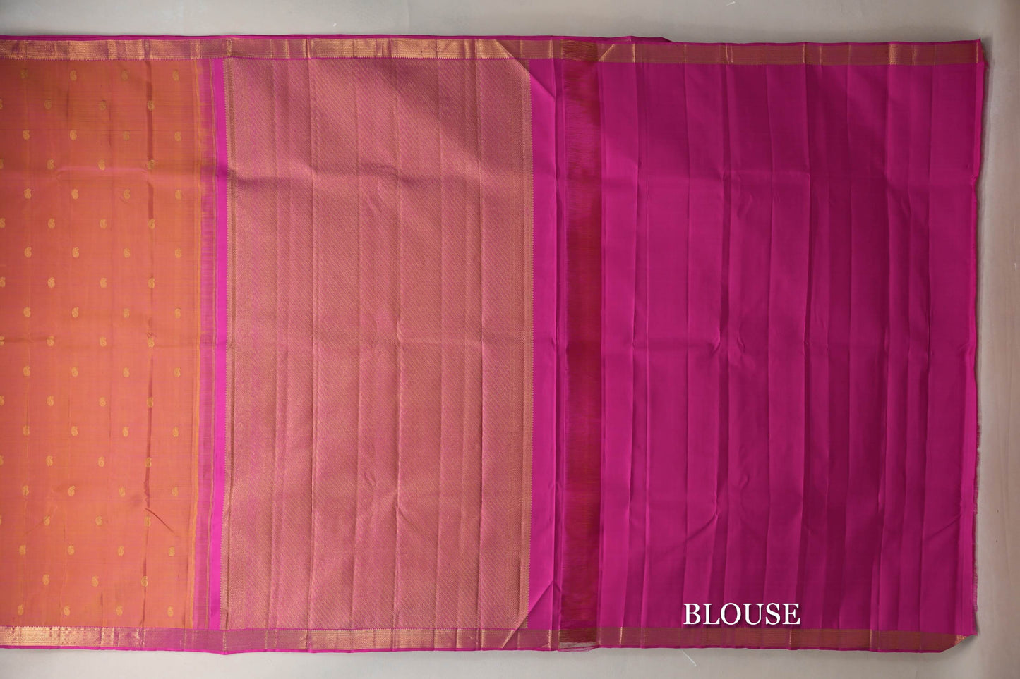 Dual Tone of Yellow and Pink with Bright Pink Borders Vintage Kanjivaram Silk Saree by Shreenivas Silks PSSR019649
