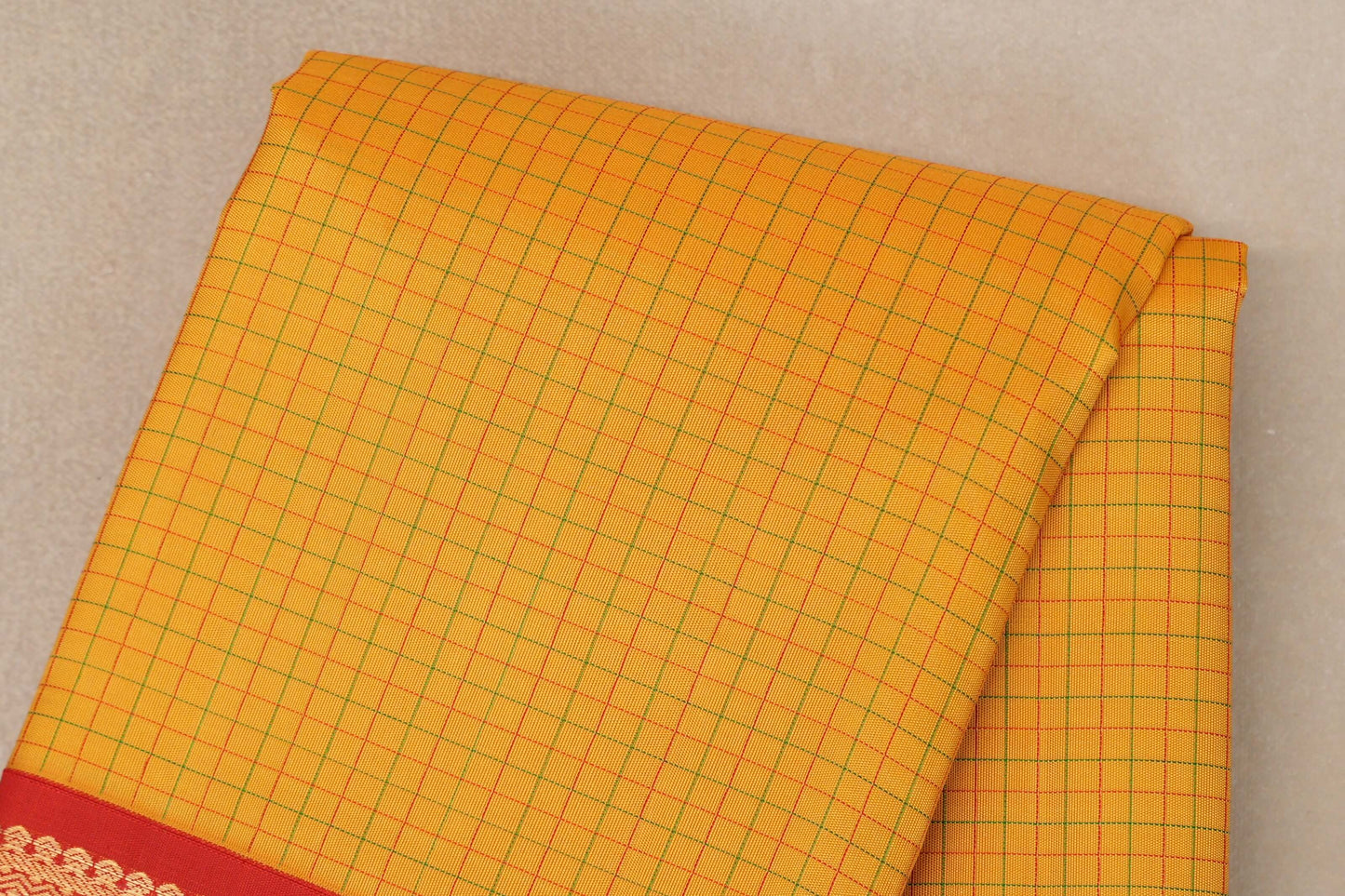 Bright Yellow Vintage Kanjivaram Silk Saree body zoom