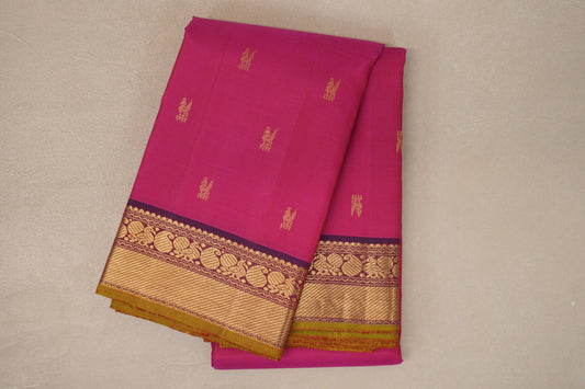 folded Orangish Pink Vintage Kanjivaram Silk Saree 