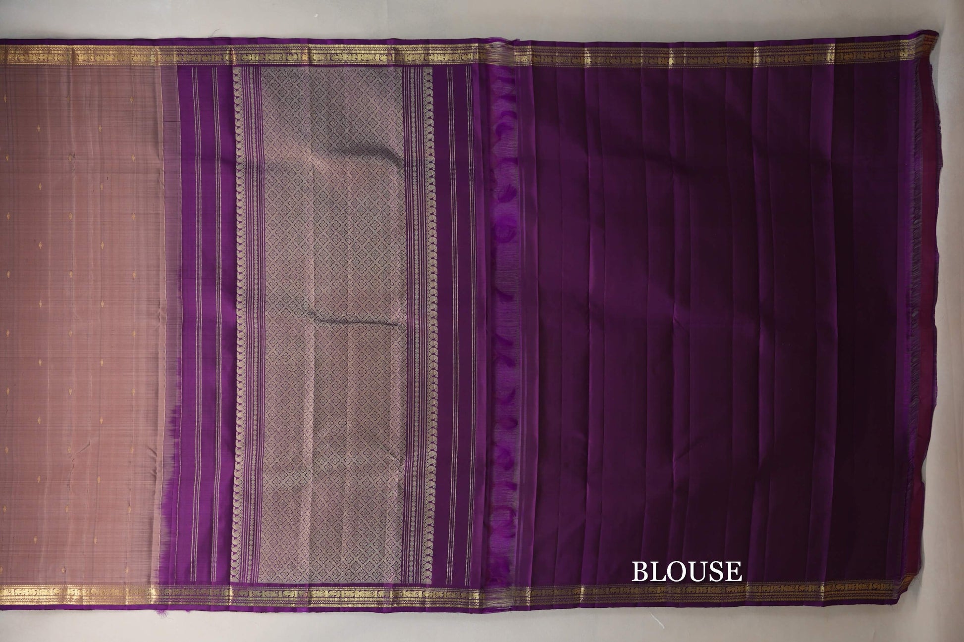 Light Coffee Brown Vintage Kanjivaram Silk Saree blouse