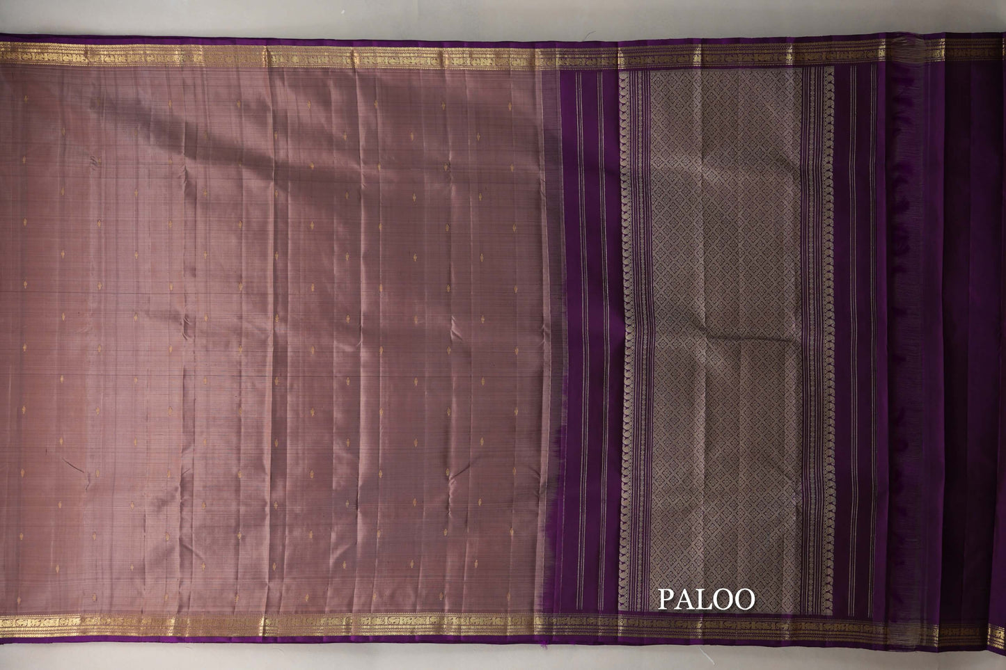 Light Coffee Brown Vintage Kanjivaram Silk Saree paloo