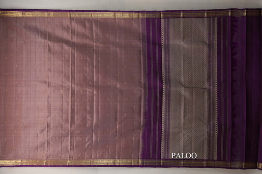 Light Coffee Brown Vintage Kanjivaram Silk Saree paloo