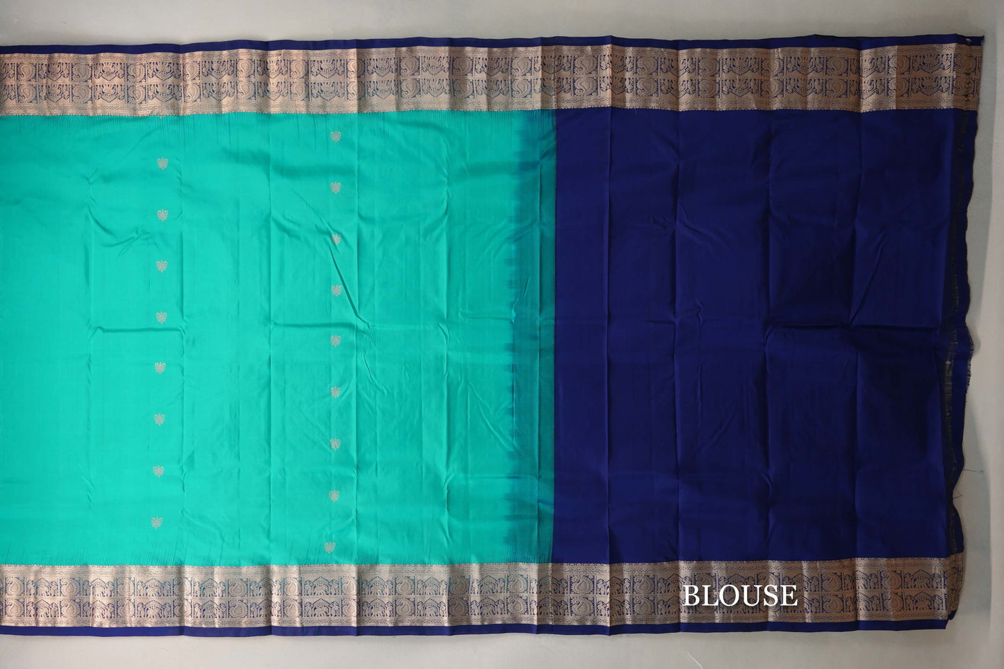 Aqua Green Light Weight Kanchipuram Silk Saree blouse