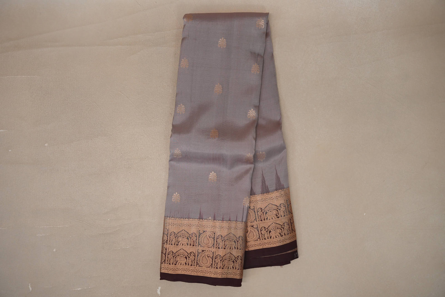 Mushroom Brown Light Weight Kanchipuram Silk Saree online