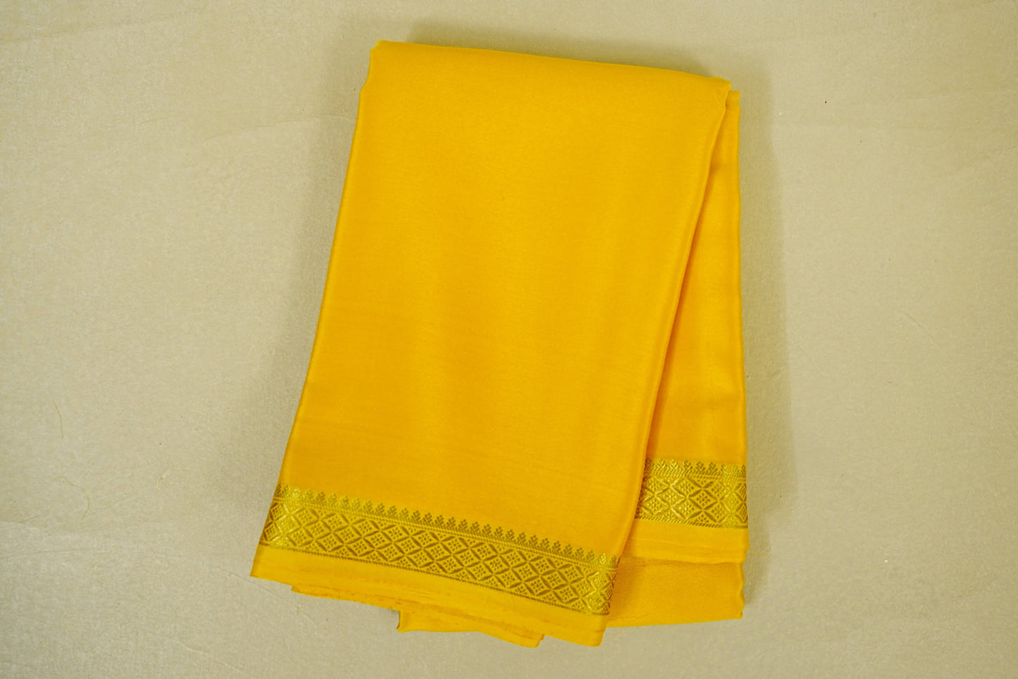 Bright Yellow Mysore Silk Saree by Shreenivas Silks