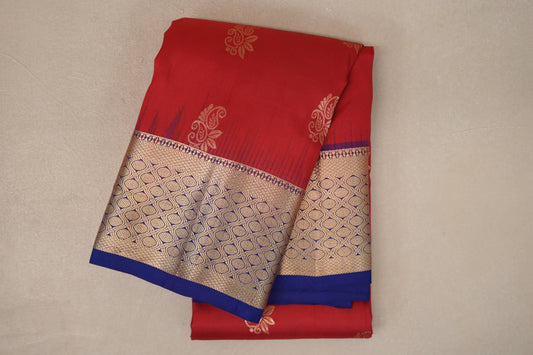 Tomato Red Light Weight Kanchipuram Silk Saree