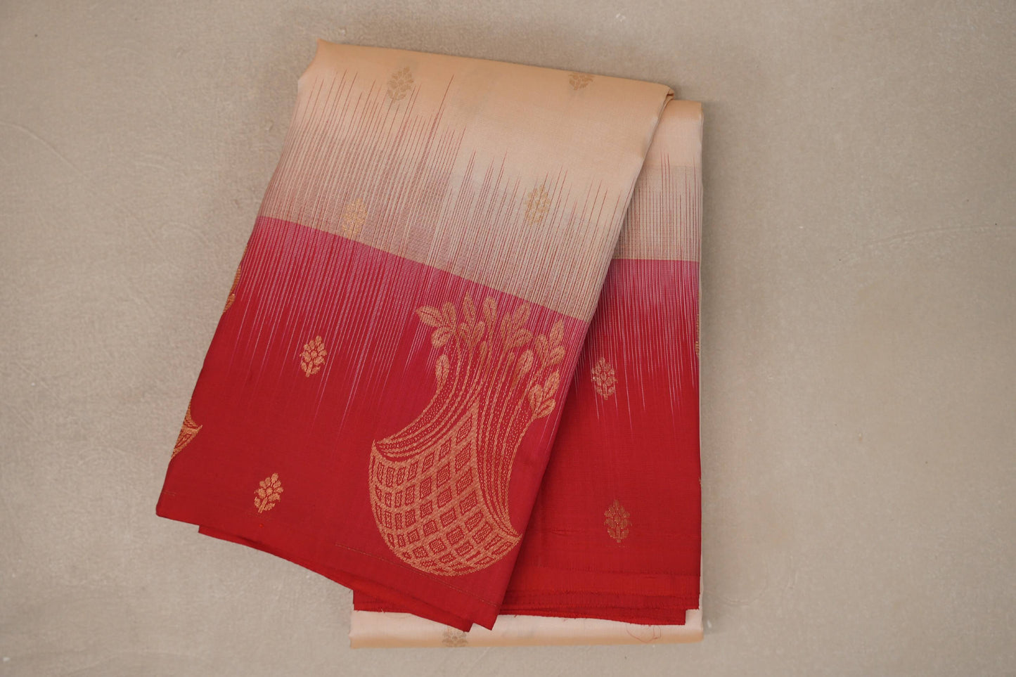 folded Cream Light Weight Kanchipuram Silk Saree