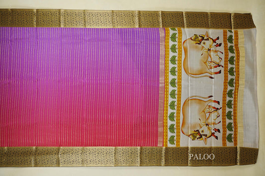 Dual Tone of Rani Pink and Purple Mysore Silk Saree  paloo