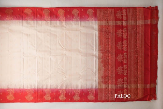 Cream Light Weight Kanchipuram Silk Saree paloo