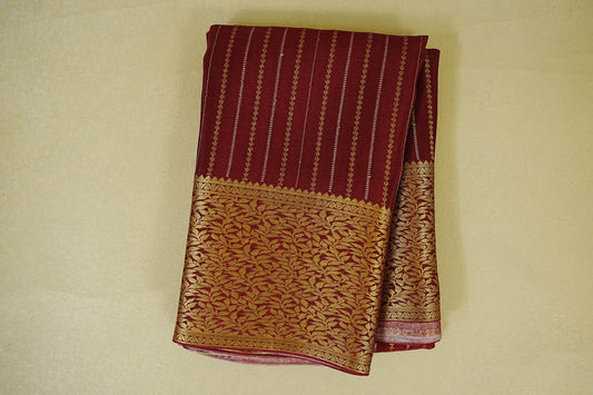 Deep Maroon Mysore Silk Saree by Shreenivas Silks PSSR018511