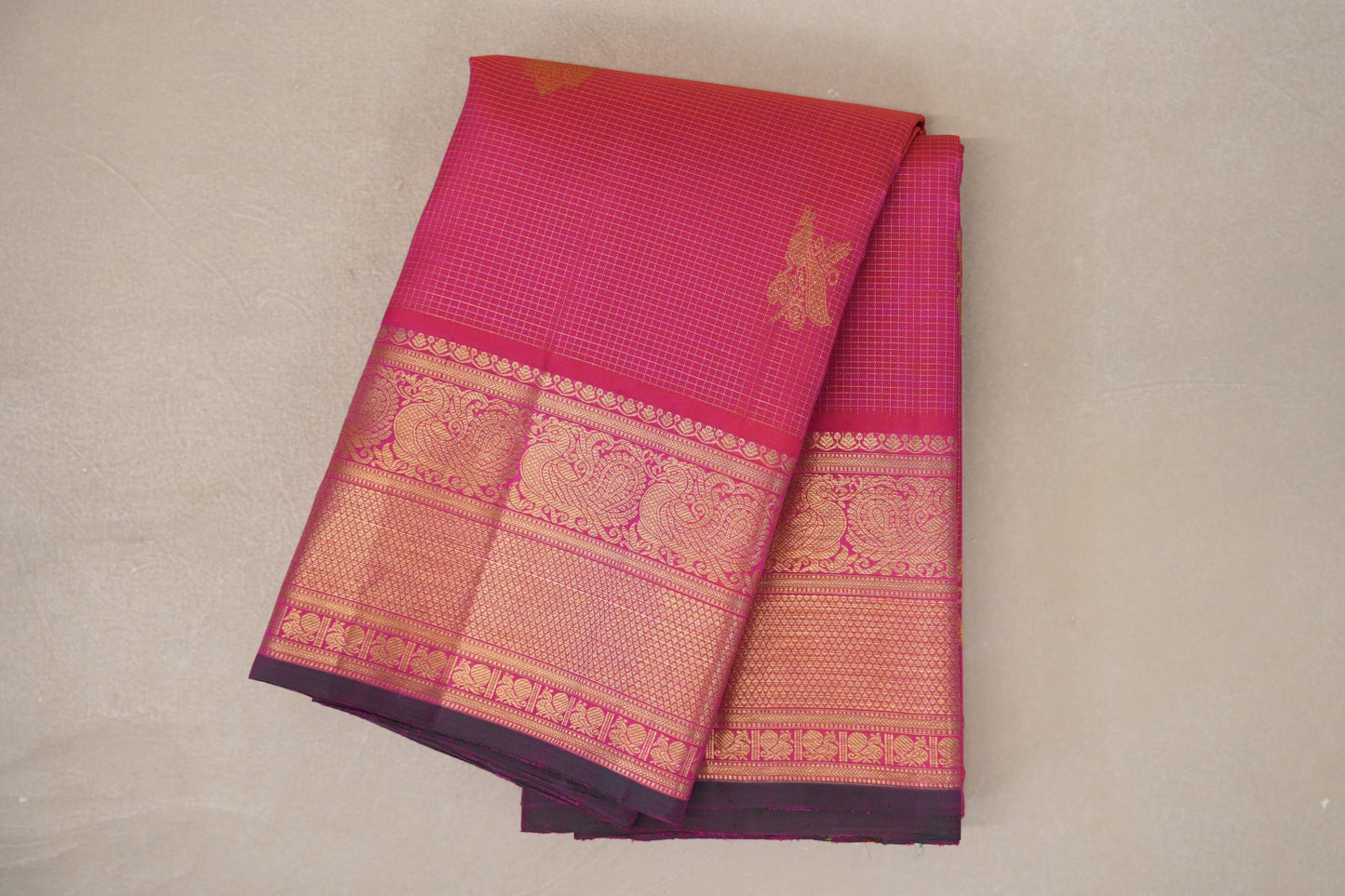 Orangish Pink Vintage Kanjivaram Silk Saree by Shreenivas Silks