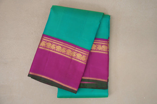 Dual Tone of Blue & Green Vintage Kanjivaram Silk Saree by Shreenivas Silks