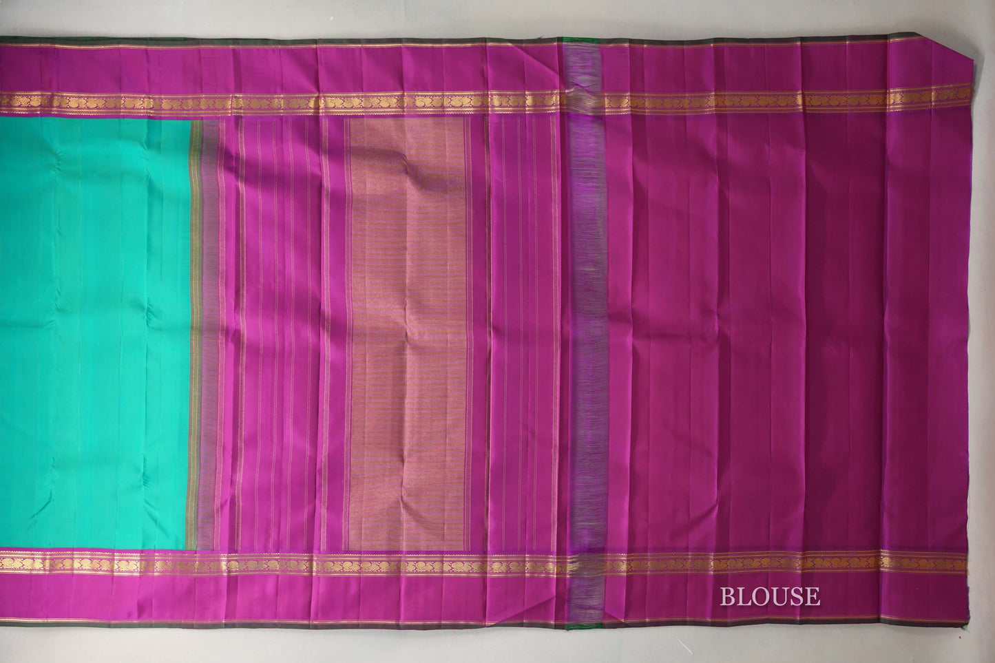 Dual Tone of Blue & Green Vintage Kanjivaram Silk Saree by Shreenivas Silks PSSR019674 - Parisera