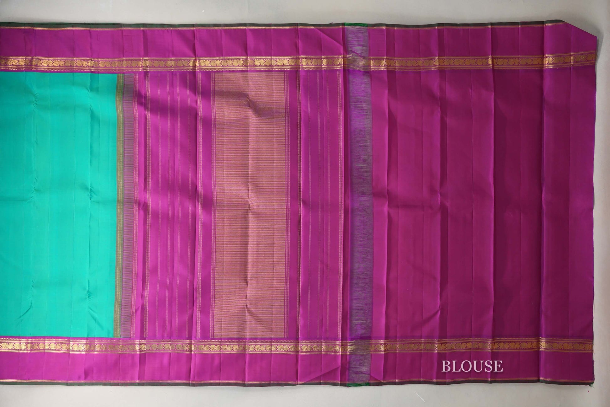 Dual Tone of Blue & Green Vintage Kanjivaram Silk Saree by Shreenivas Silks PSSR019674 - Parisera