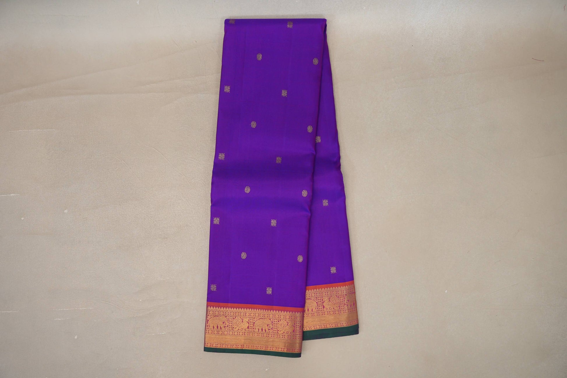 Deep Violet Purple Vintage Kanjivaram Silk Saree by Shreenivas Silks 