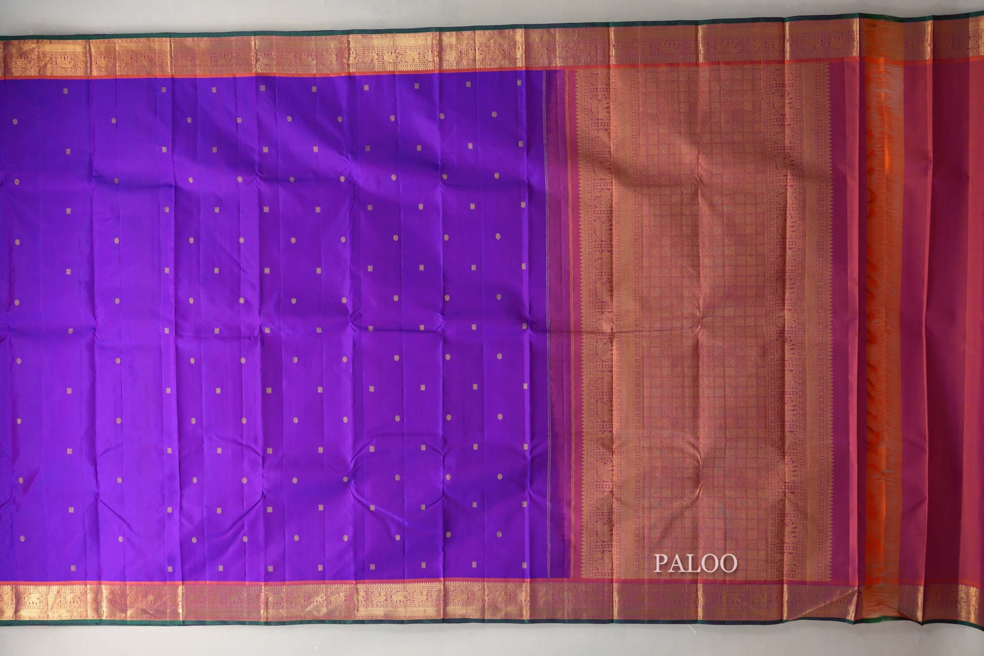 Deep Violet Purple Vintage Kanjivaram Silk Saree by Shreenivas Silks  paloo