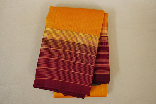 folded Mango Yellow Light weight Kanchipuram Silk Saree