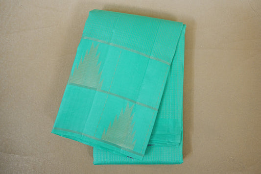folded Aqua Green Light Weight Kanchipuram Silk Saree 
