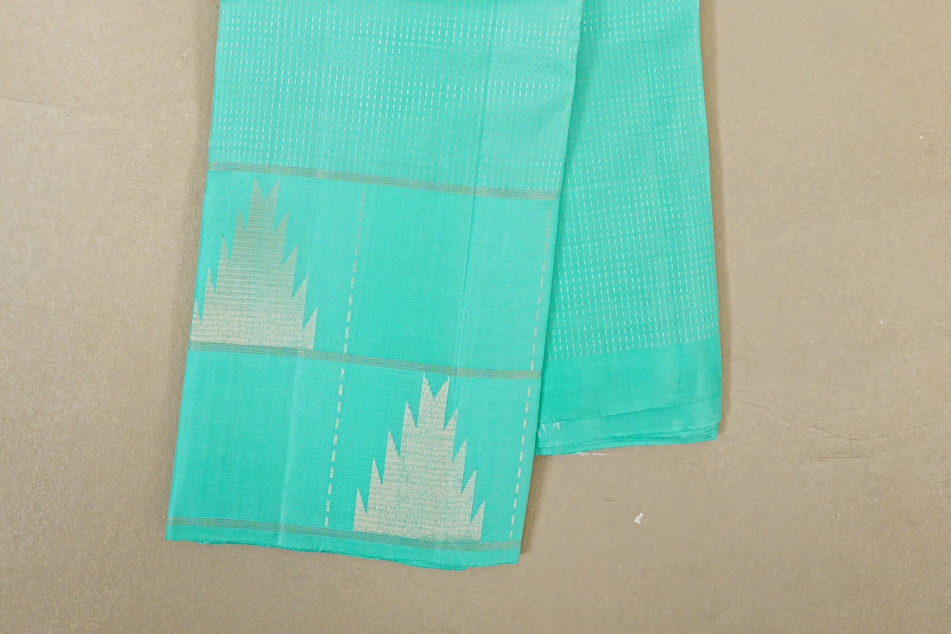 Aqua Green Light Weight Kanchipuram Silk Saree border zoom