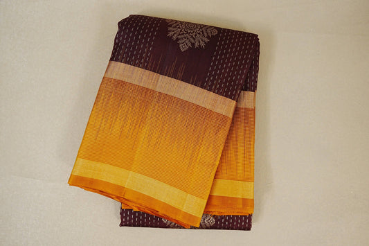 folded Brownish Maroon Light Weight Kanchipuram Silk Saree