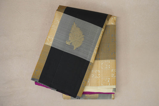 Multi Color Checks with deep violet Vintage Kanjivaram Silk Saree by Shreenivas Silks PSSR019682