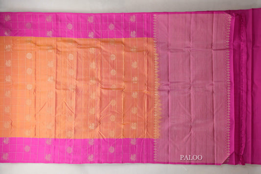 Dual Tone of Pink & Magenta Light Weight Kanjivaram Silk Saree paloo