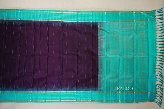Deep Purple Light Weight Kanchipuram Silk Saree paloo