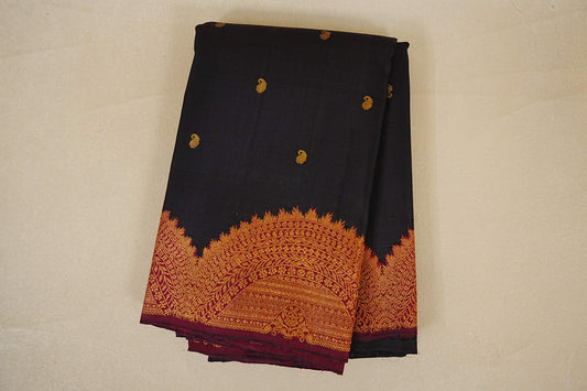 folded Black Vintage Kanjivaram Silk Saree