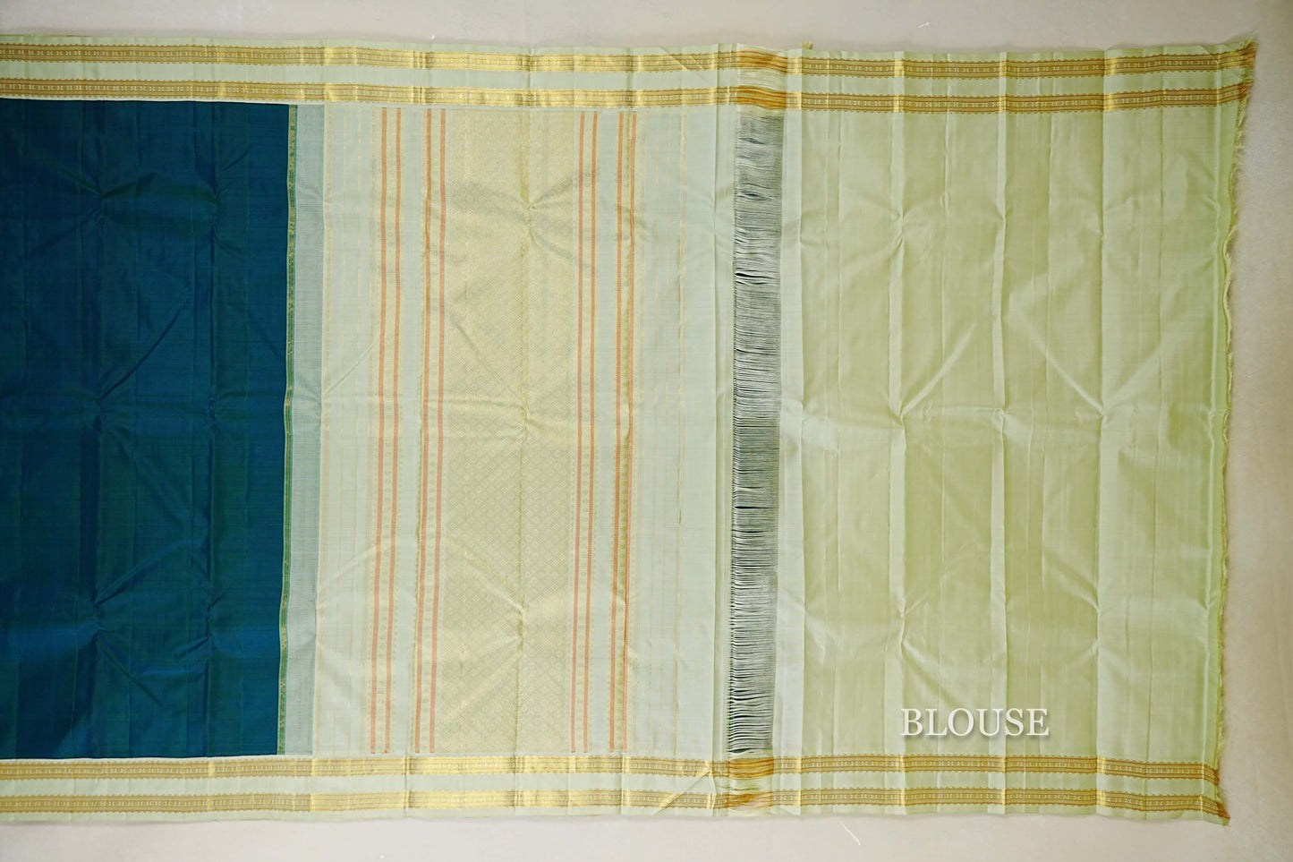 Peacock Green Kanjivaram Silk Saree blouse
