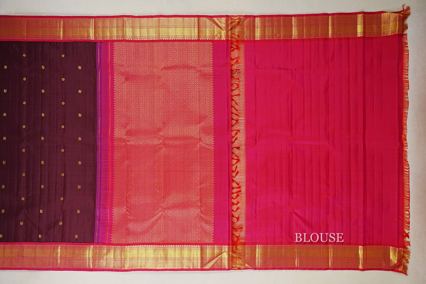 Deep Wine Maroon Vintage Kanjivaram Silk Saree blouse