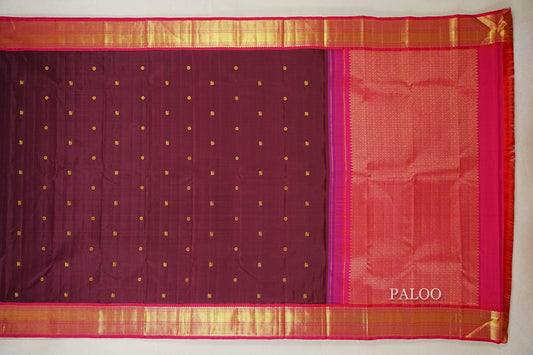 Deep Wine Maroon Vintage Kanjivaram Silk Saree paloo