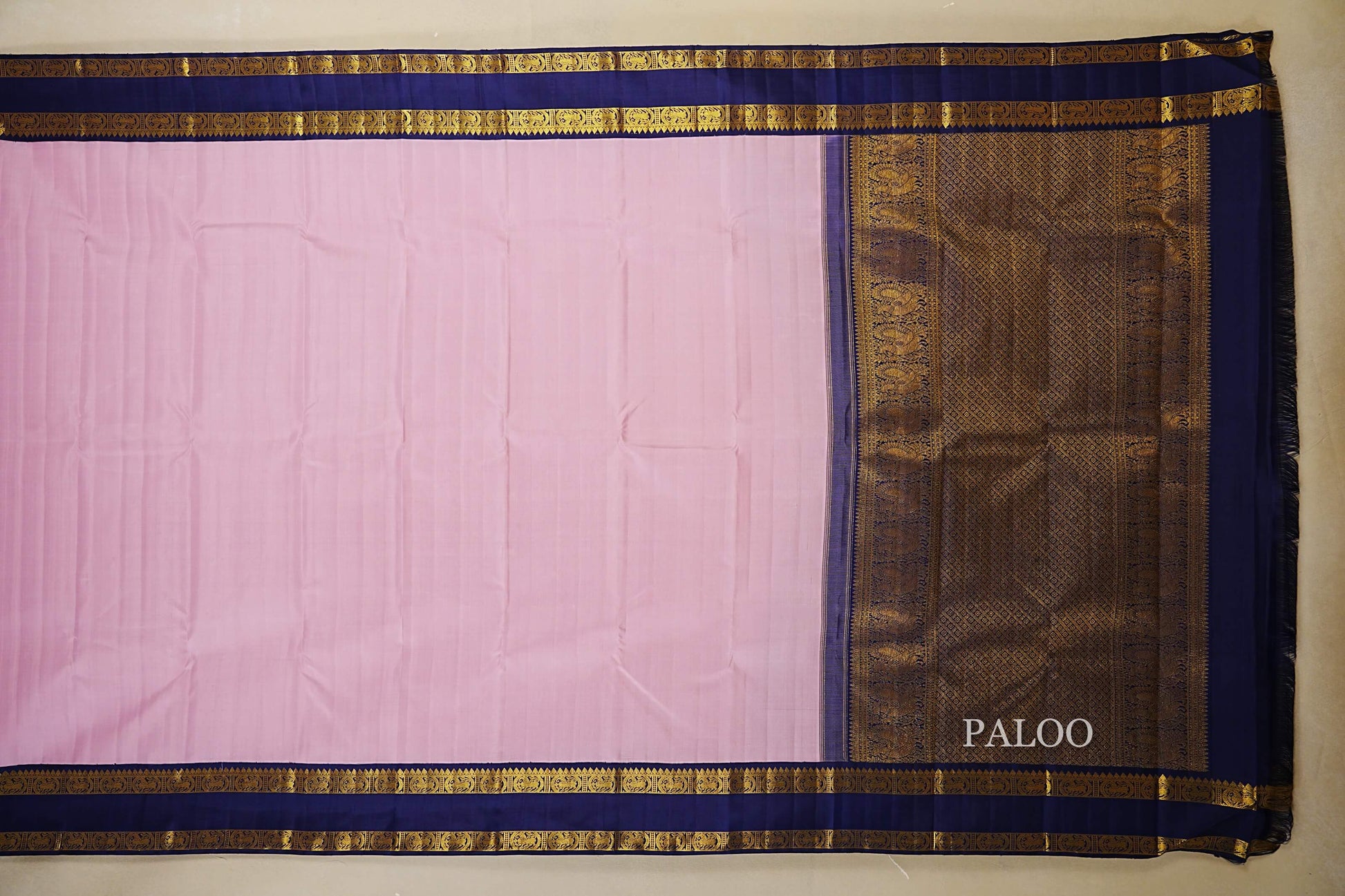 Light Pink  Kanjivaram Silk Saree  paloo