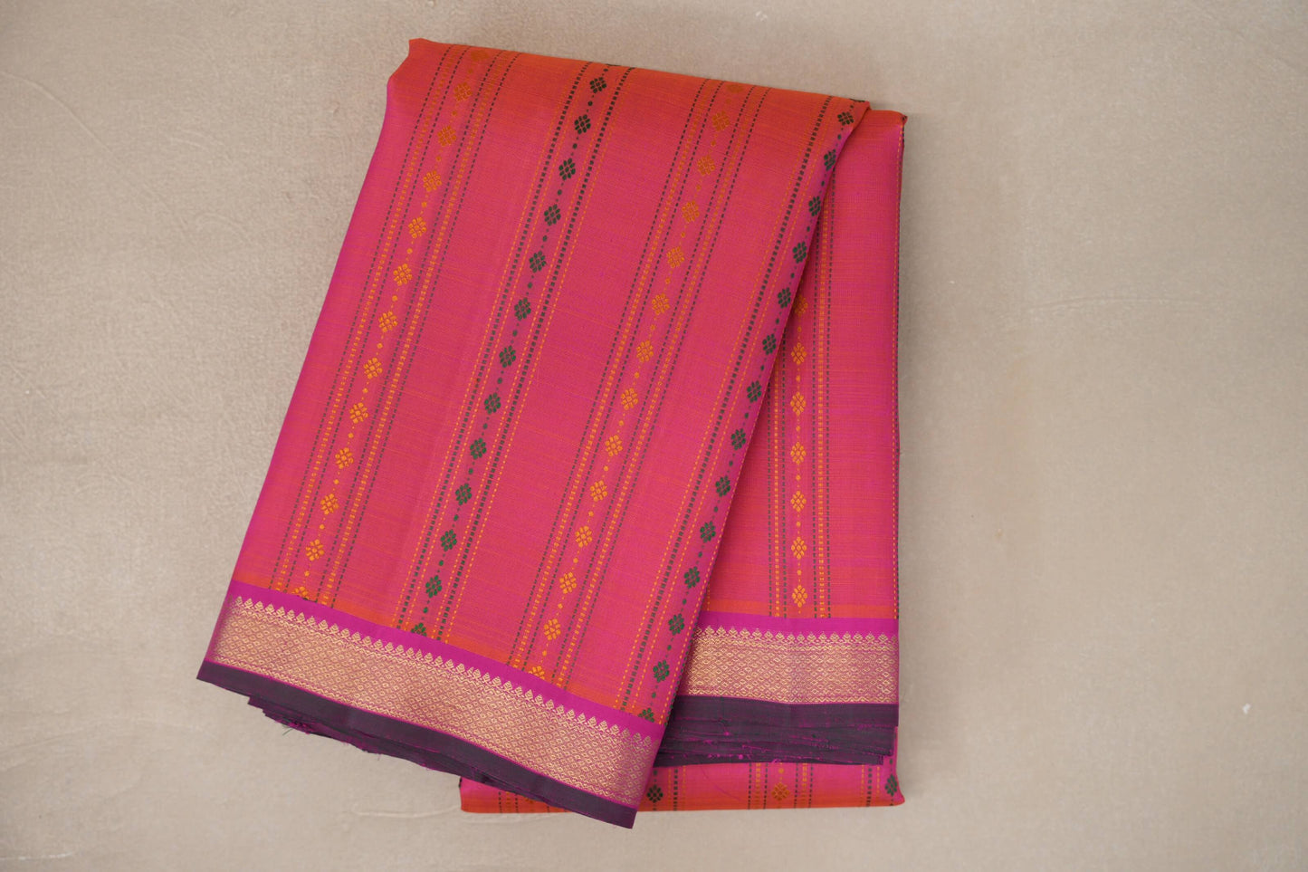 Dual Tone of Orange & Pink Vintage Kanjivaram Silk Saree