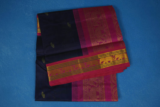 Navy blue vintage silk cotton saree