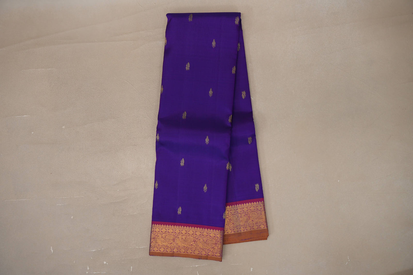 Online Indigo Violet Vintage Kanjivaram Silk Saree