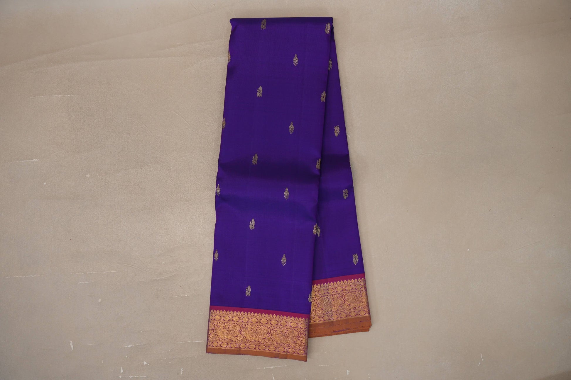 Online Indigo Violet Vintage Kanjivaram Silk Saree