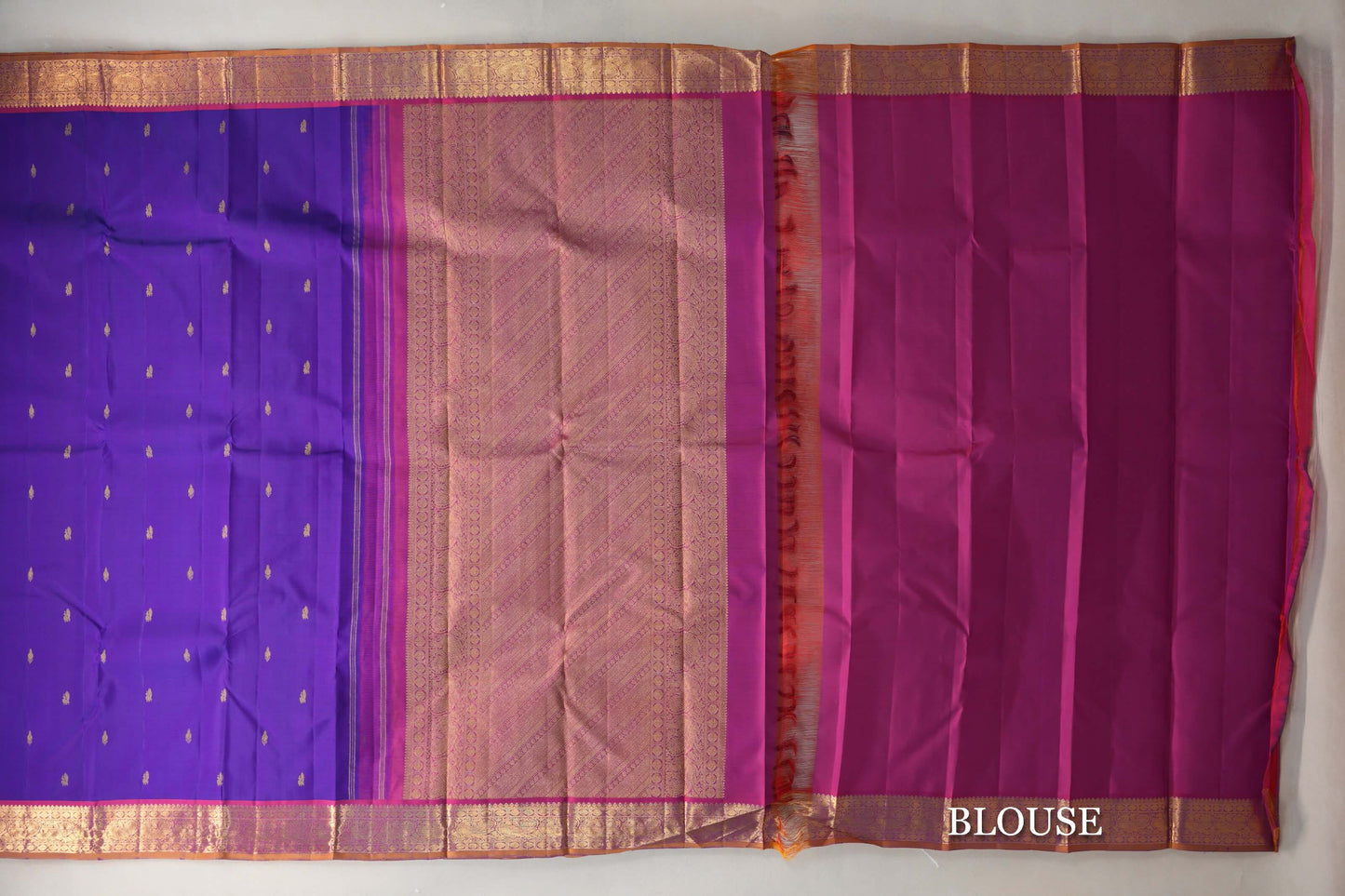Indigo Violet Vintage Kanjivaram Silk Saree blouse