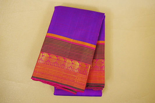 folded Dual Tone Blue with Pink  Kanjivaram Silk