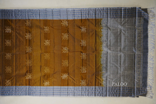 Medium Brown Light Weight Kanchipuram Silk Saree paloo
