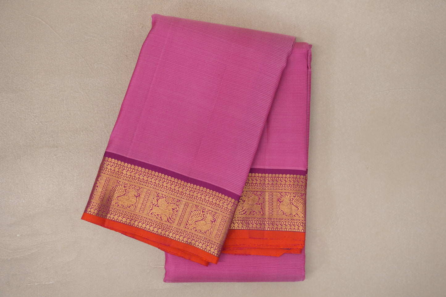 Dusty Rose Pink Vintage Kanjivaram Silk Saree