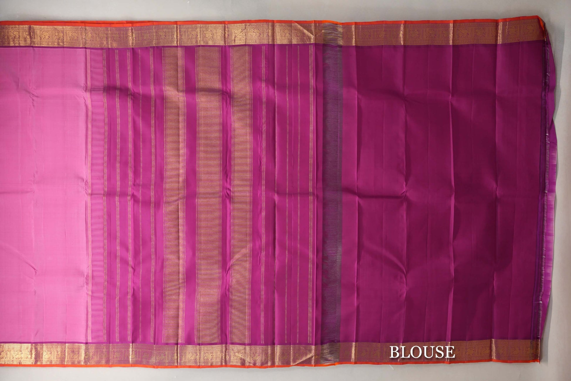 Dusty Rose Pink Vintage Kanjivaram Silk Saree blouse