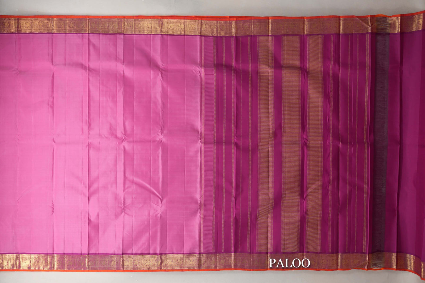 Dusty Rose Pink Vintage Kanjivaram Silk Saree paloo