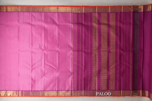 Dusty Rose Pink Vintage Kanjivaram Silk Saree paloo