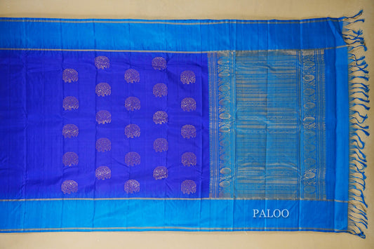 Royal Blue Light Weight Kanchipuram Silk Saree paloo