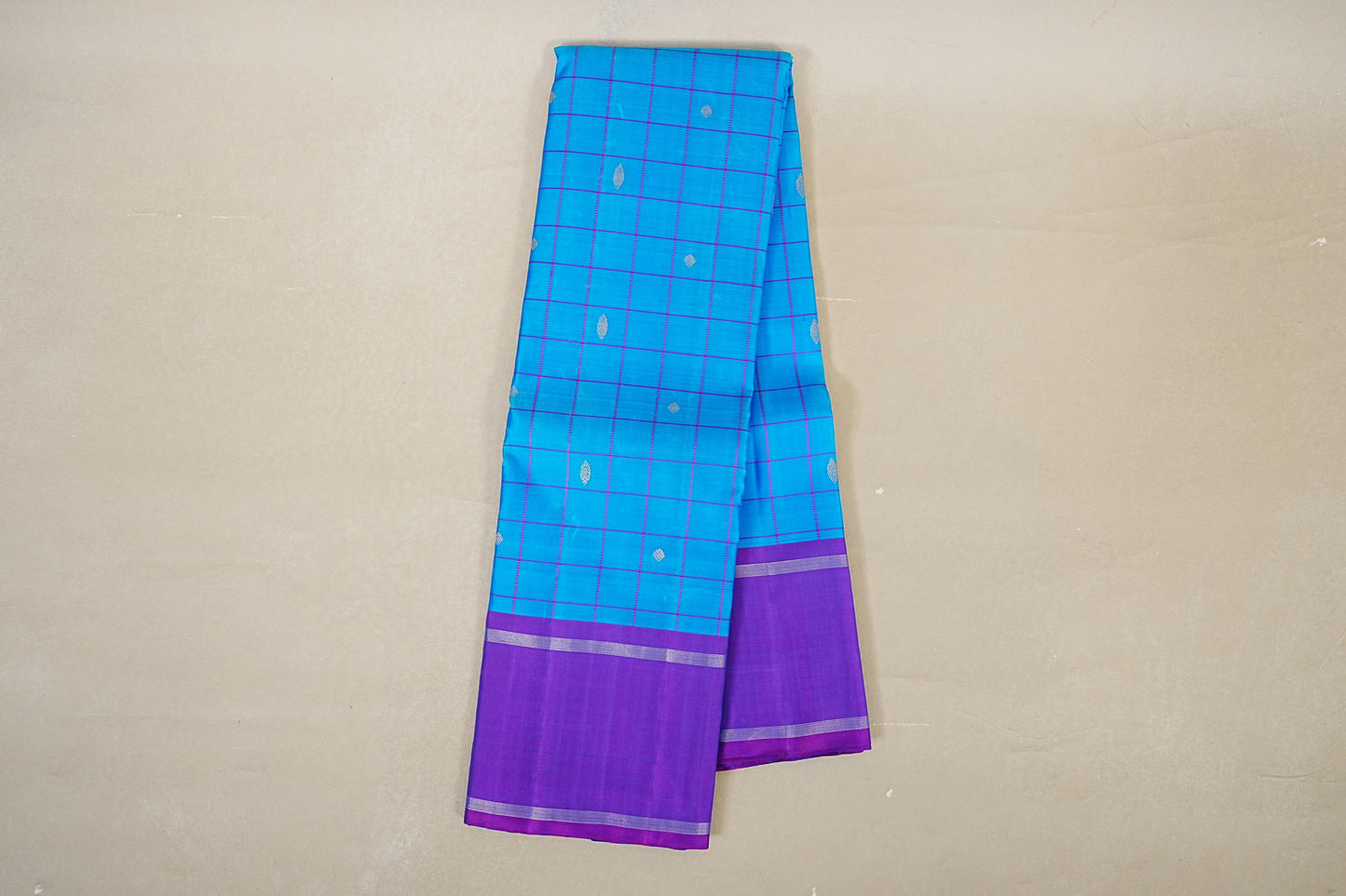 Peacock Blue with Purple Borders Vintage Kanjivaram Silk Saree online