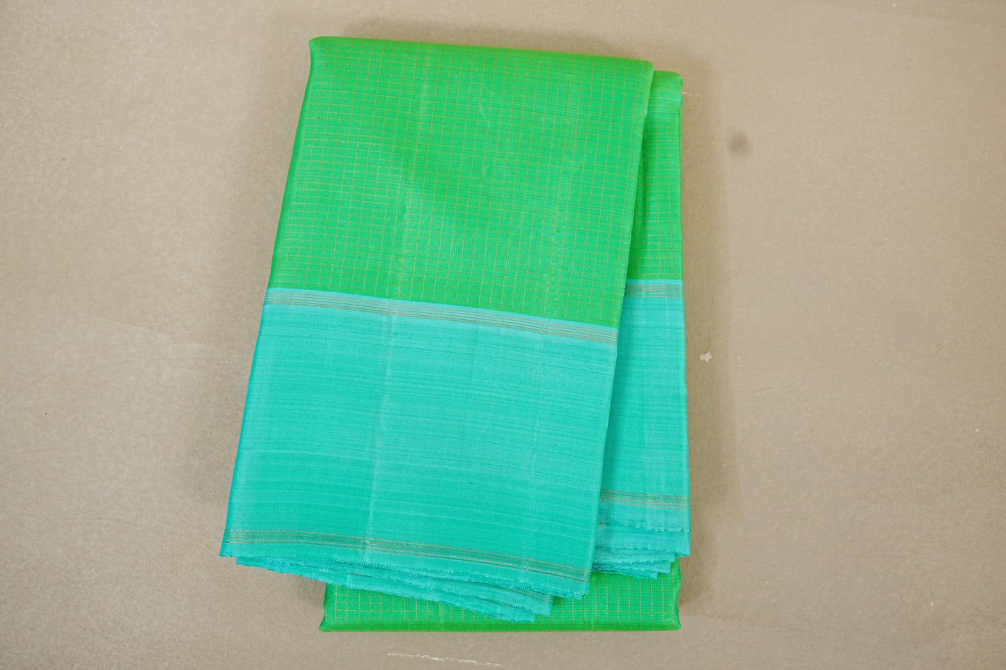 folded Bright Green Kanjivaram Silk Saree