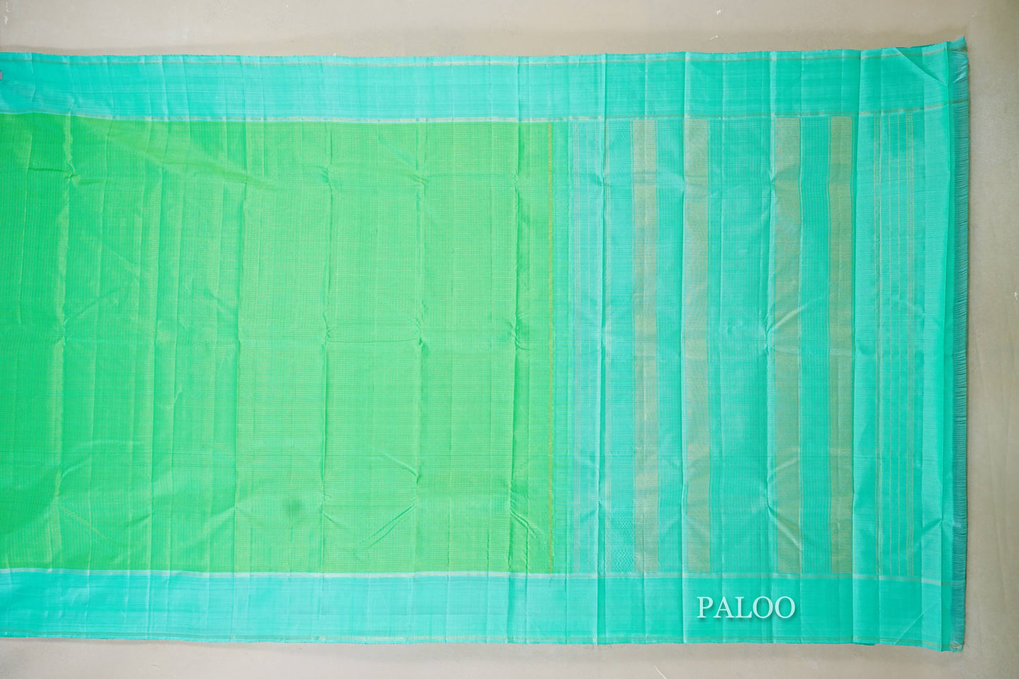 Bright Green Kanjivaram Silk Saree paloo