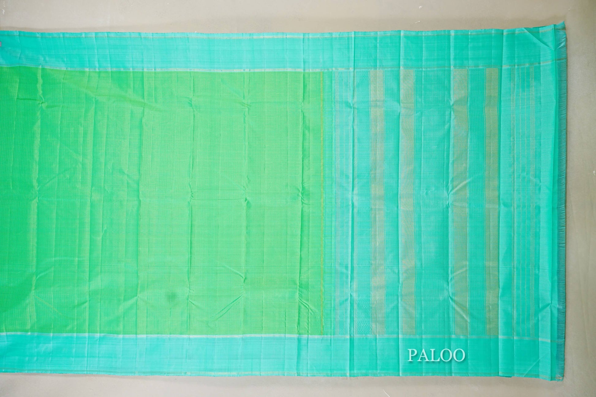 Bright Green Kanjivaram Silk Saree paloo