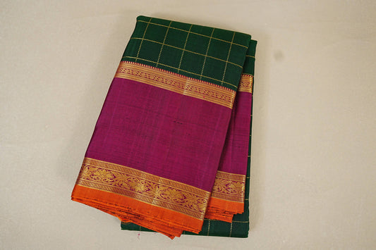 folded Bottle Green Vintage Kanjivaram Silk Saree 